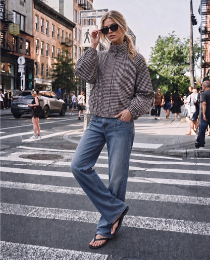 Spring gingham bomber