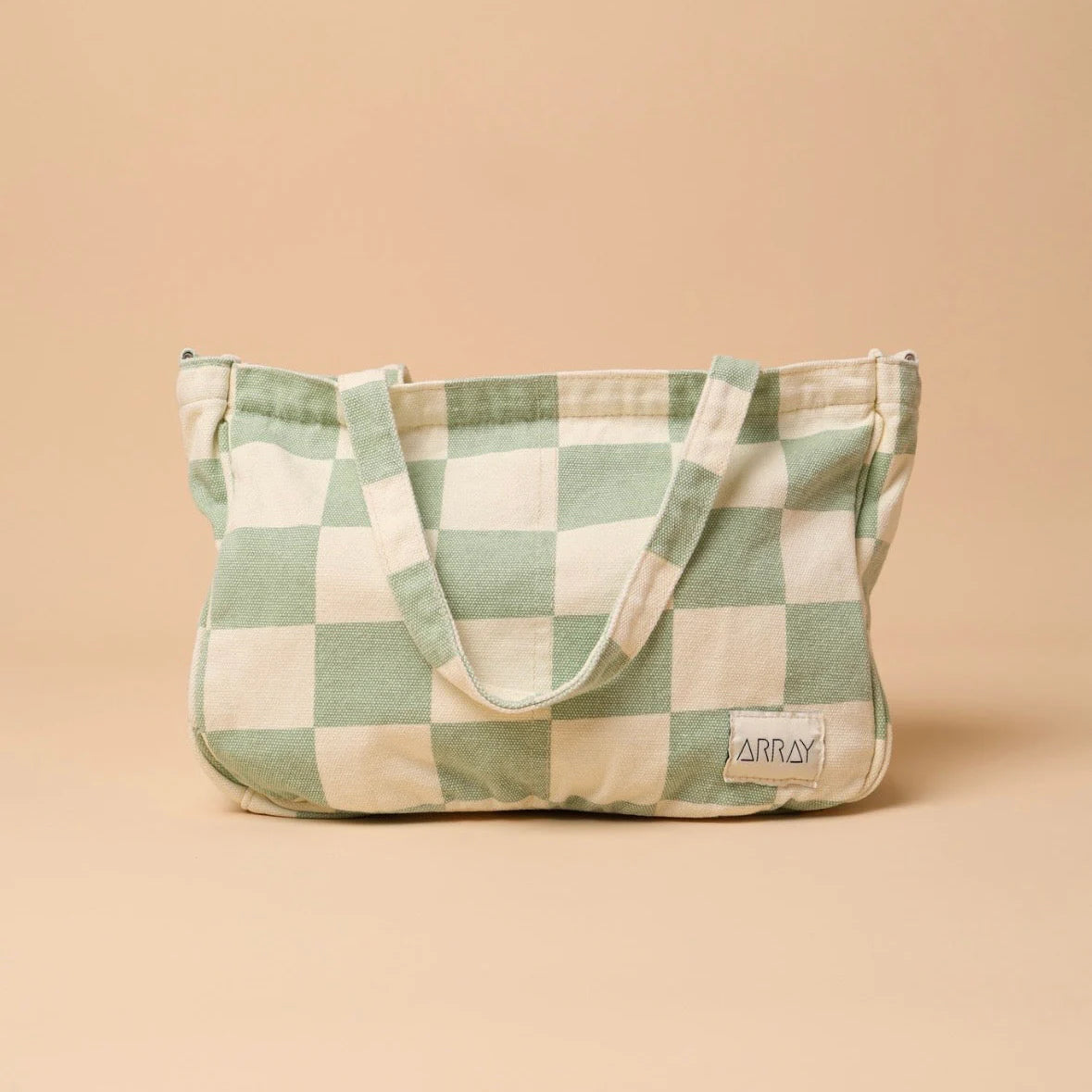Mini Pocket Tote - Sage Check