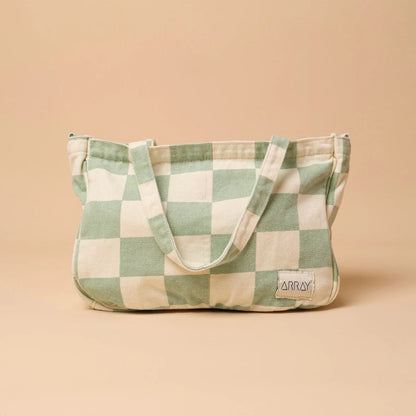 Mini Pocket Tote - Sage Check