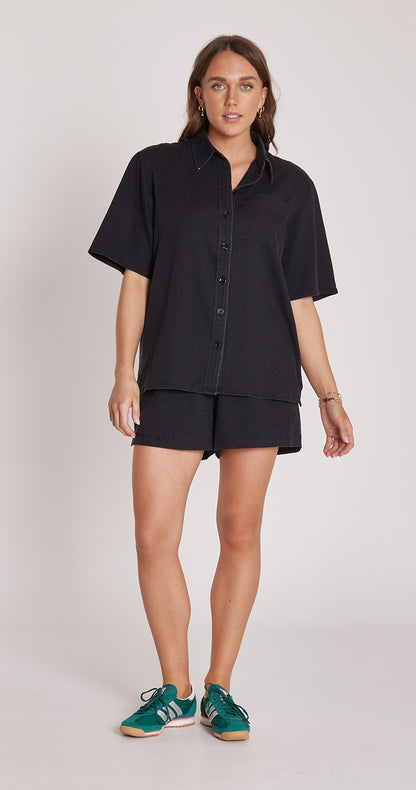 ARLO DENIM SHIRT - BLACK