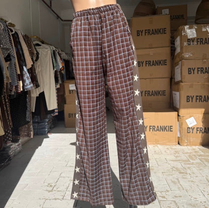 Hattie pants - chocolate blue check