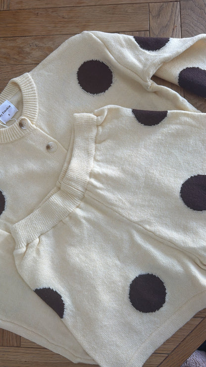 Hattie Knit Cardigan- Butter/ Chocolate