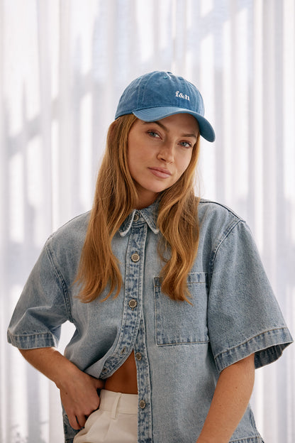 GIGI WASHED DENIM CAP - BLUE