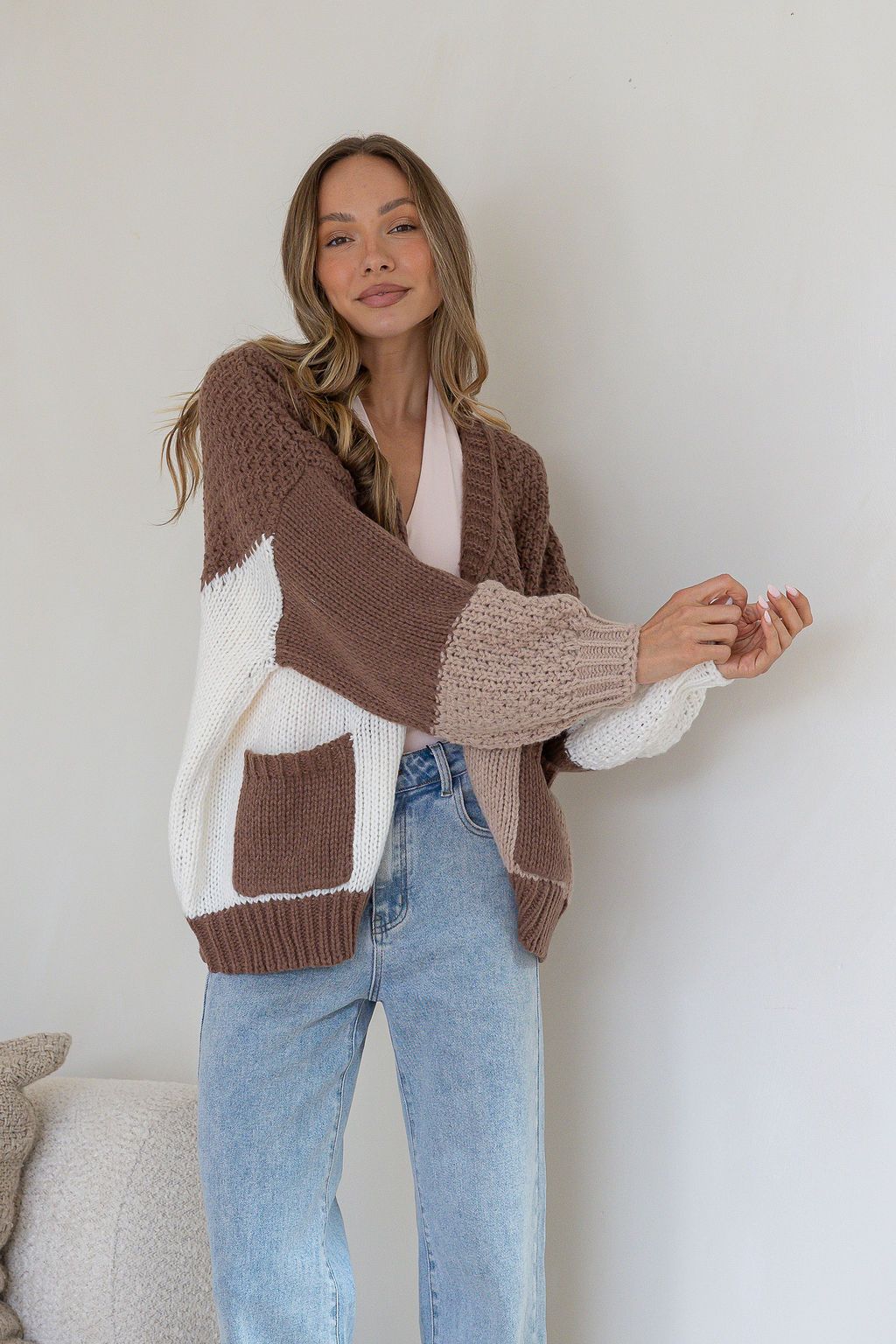 Penelope colour block cardi