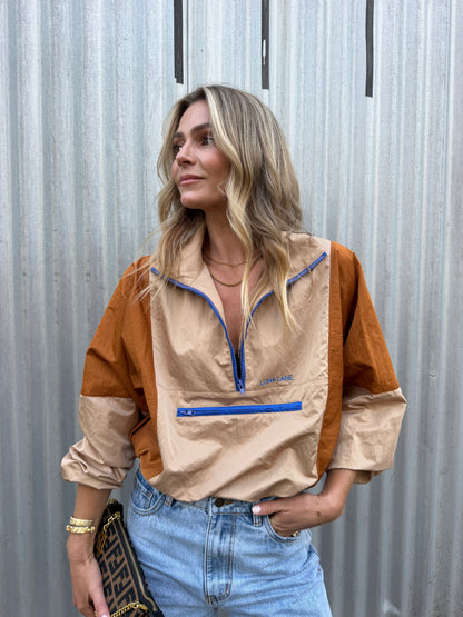 Courtside Anorak - Tan/Rust