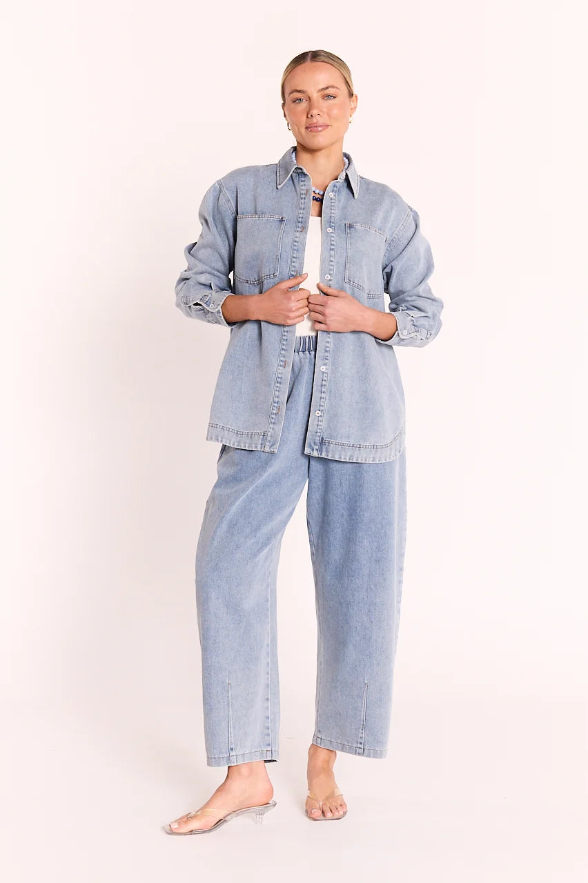 Romy Barrel Pant - Soft Blue
