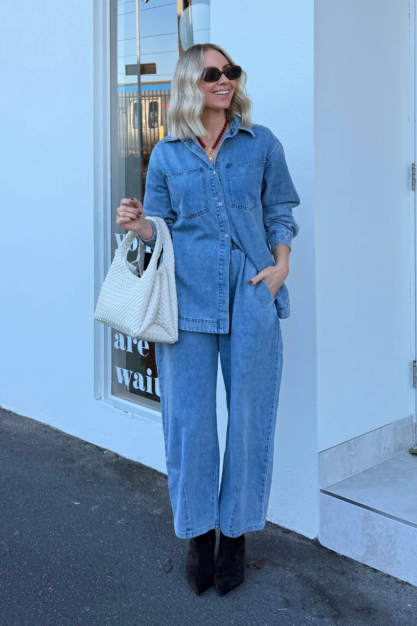 Romy Barrel Pant - Soft Blue