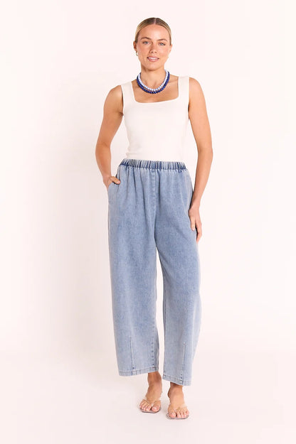 Romy Barrel Pant - Soft Blue