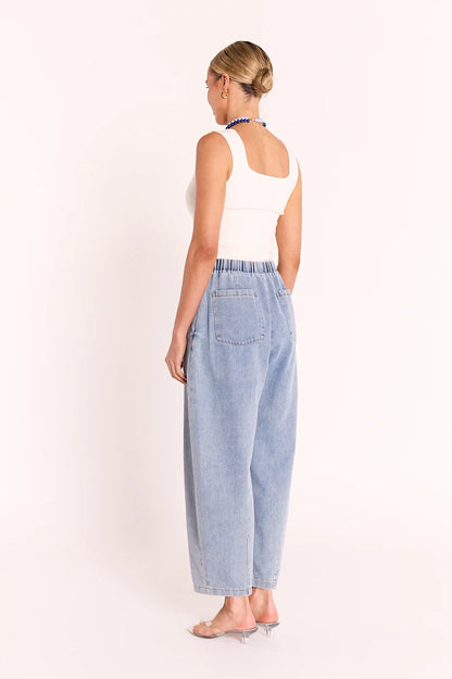 Romy Barrel Pant - Soft Blue