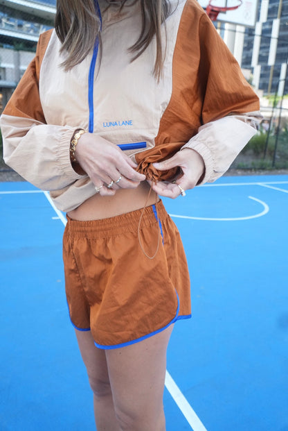 Courtside Anorak - Tan/Rust