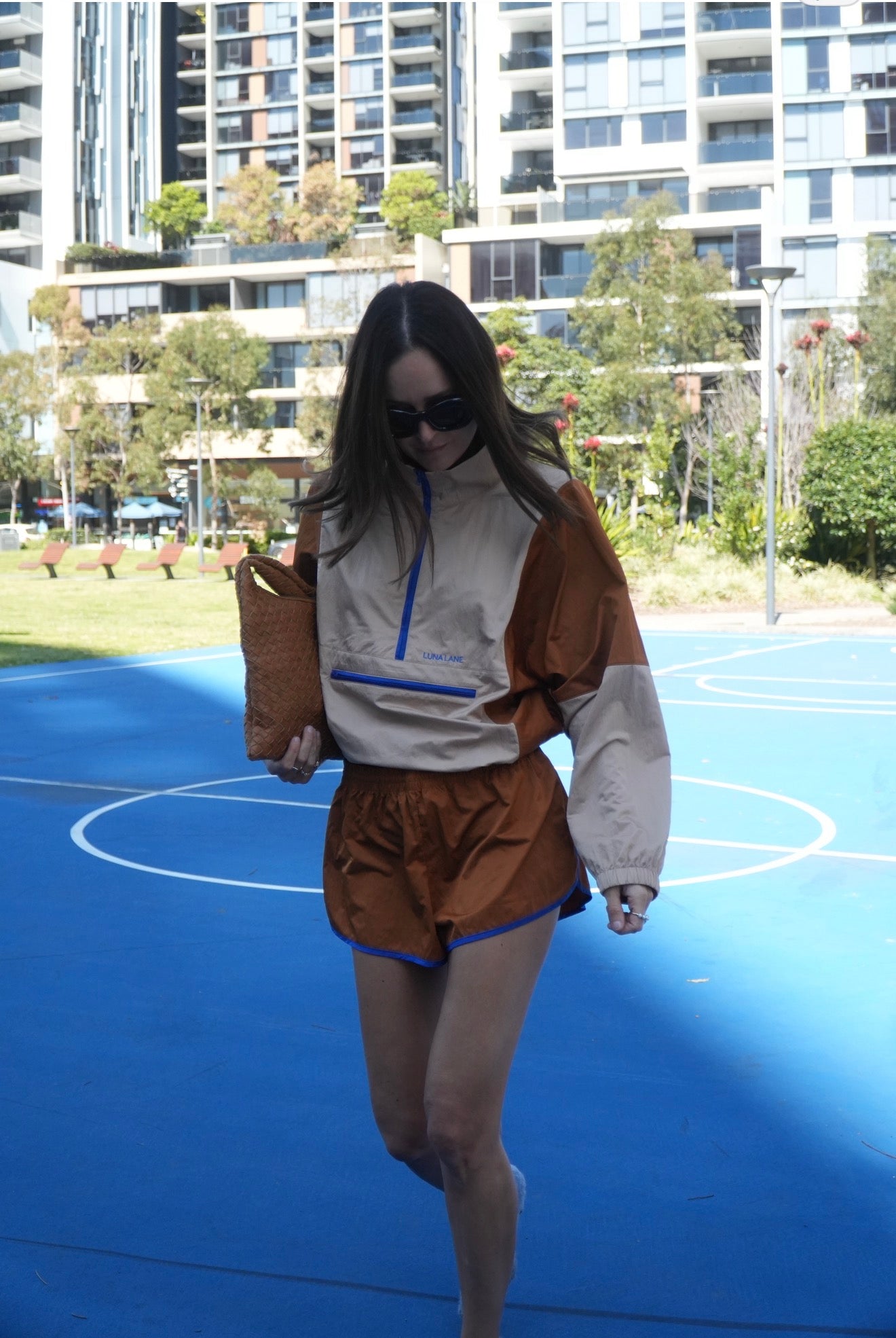 Courtside Anorak - Tan/Rust