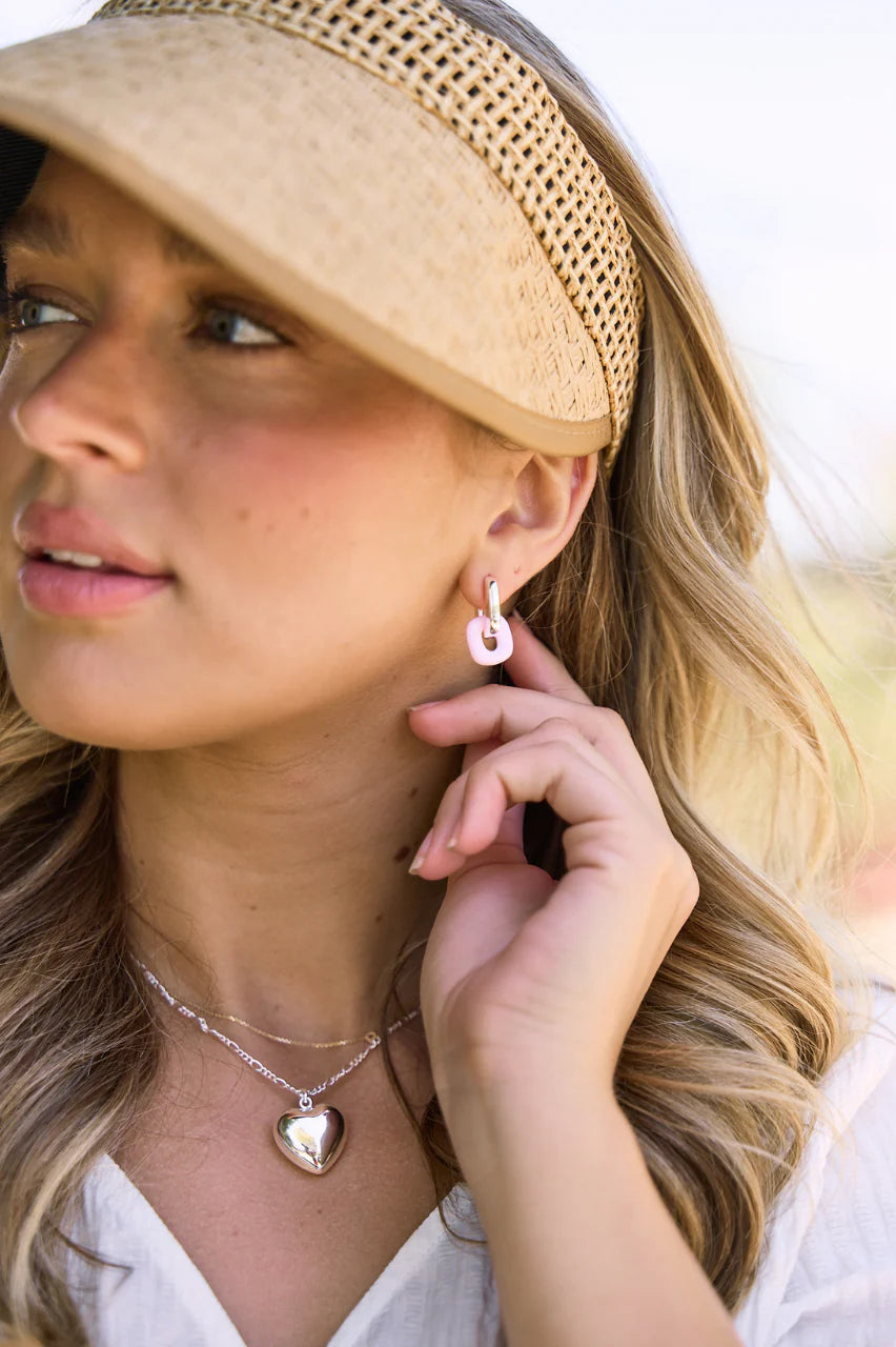 Emma Earrings - Silver & Pink