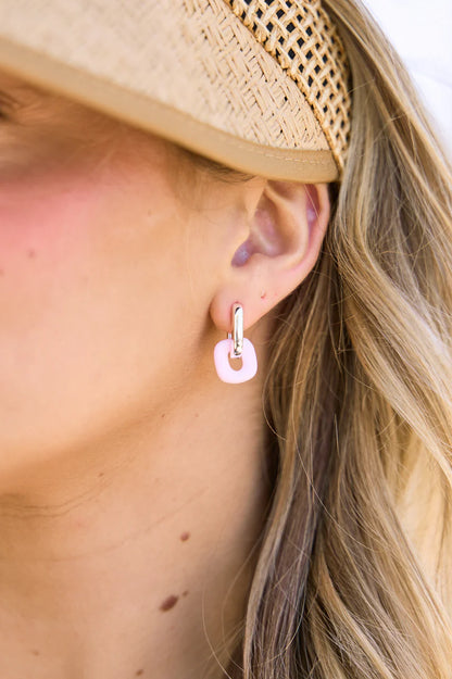Emma Earrings - Silver & Pink