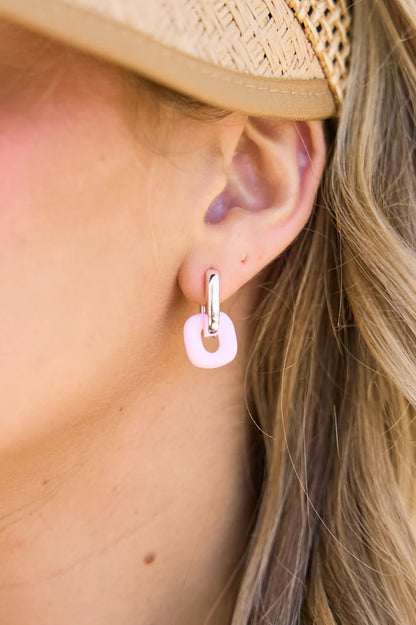 Emma Earrings - Silver & Pink