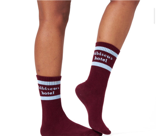 Layover sock Burgundy and Sky