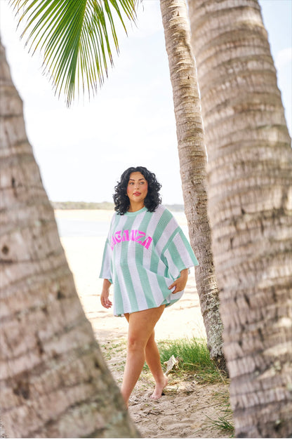Vacanza Mint + White Stripe Shorts