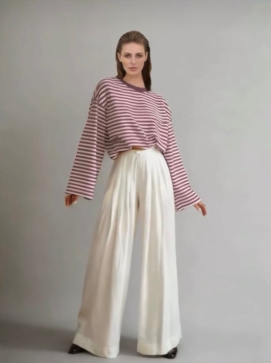 Winnie striped long sleeve - Pink and Chocolate