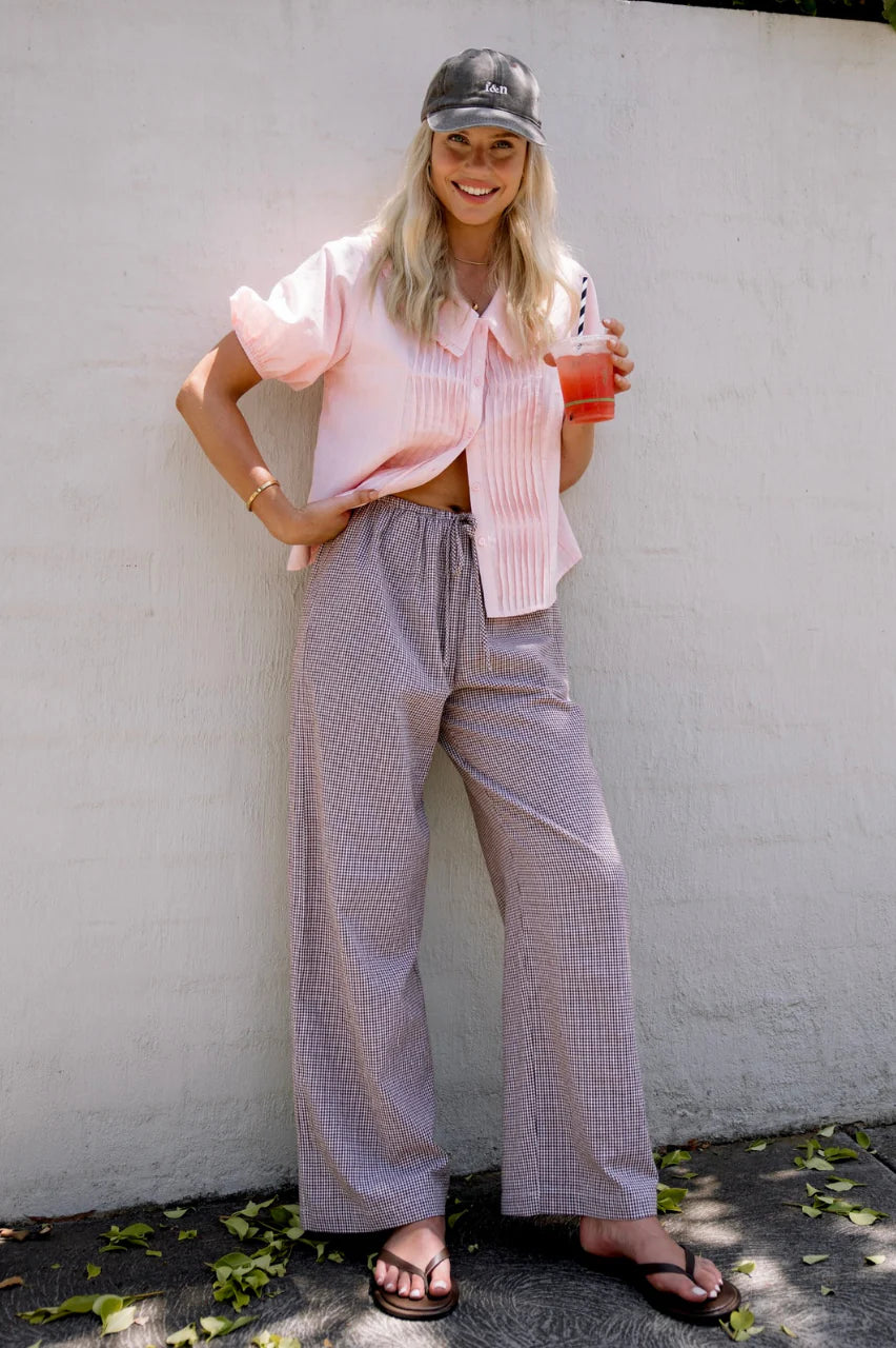Lottie Pant - Chocolate Gingham