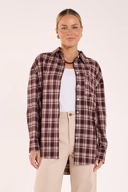 Luca Shirt - Plum Beige Check