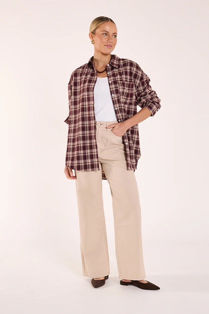 Luca Shirt - Plum Beige Check