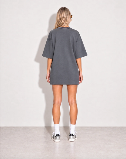 Alix V Neck Tee Dress - Dark Grey