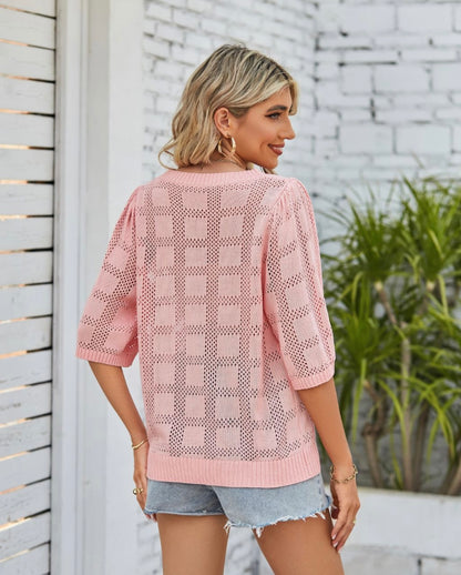 Morgan crochet top - pink