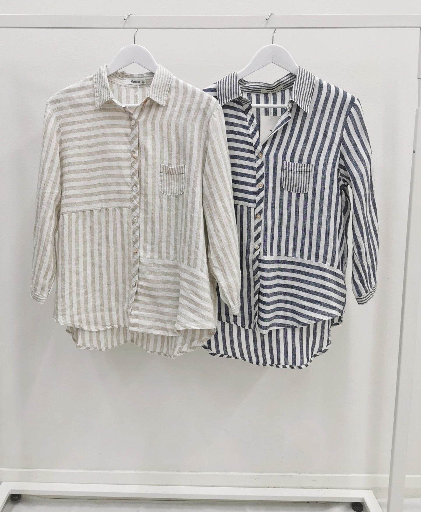 Poppy Beige Striped Linen shirt