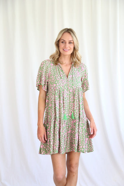 Talia Mini Dress -Leopard Print