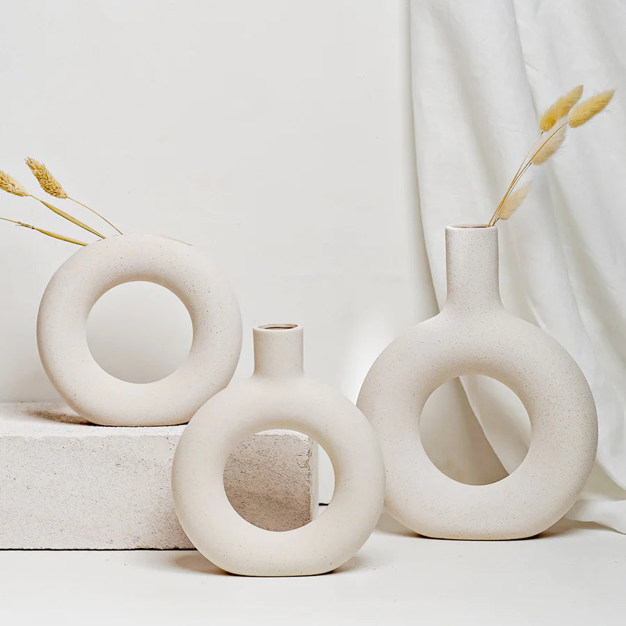 Josette Halo Vase - Matte Cream