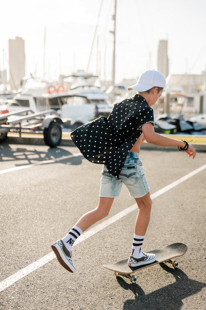 Blue Denim Jeg Shorts - Kids